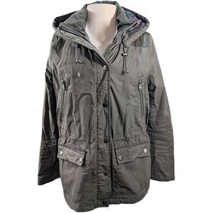 LOGG Raincoat Womens 10 Olive Gorpcore Utility Barn Coat‎ Cabincore Distressed